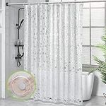 OTraki Shower Curtain Mould Proof Resistant 71 x 79 Inch Weighted Hem EVA Bathroom Curtain Waterproof Extra Long Bath Curtain with 12 Hooks for Wet Room 180 x 200 cm