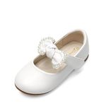 DREAM PAIRS Girl's Dress Shoes, Mary Jane Flats for Flower Girl Party School Wedding (Toddler/Little Girl),Size 10 Little Kid,White/pu,SDFL229K