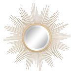 Stonebriar Round Decorative Antique Gold 23" Metal Starburst Hanging Mirror for Wall