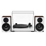 Fluance RT81 Elite High Fidelity Vinyl Turntable (White) with Ai41 Powered 5" Stereo Bookshelf Speakers (White Walnut), Diamond Stylus, Belt Drive, Built-in Preamp, 90W Class D Amplifier, Bluetooth