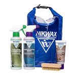 Nikwax Hiking Care Kit - Trainer Cleaning Kit and Leather Boot Waterproofing - Shoe Cleaner Kit Includes Footwear Cleaning Gel, Fabric & Leather Proof, Waterproofing Wax for Leather, Brush and Dry Bag