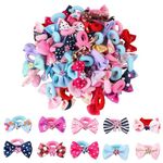 NEOBABY Hair Bows for Girls Toddler Hair Ties | Bow Rubber Bands Ponytail Holders | Elastics Pigtail Bows Hair Accessories for Women's Girls & Babies (Assorted, Pack of 12)