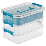 KESI 4-Tiers Stackable Plastic Storage Containers Plastic Storage Box,Boxes for Arts Crafts Supplies, Jewelry Making Storage Box, Portable Storage Box (Assorted)