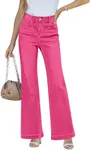 LookbookStore Hot Pink Flare Pants Wide Leg Pants High Waisted Pants for Women Mom Jeans High Waisted Womens Pink Jeans Womens Flare Jeans Womens Baggy Jeans Size Large Size 12 14