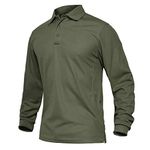 EKLENTSON Tactical Shirts for Men Long Sleeve Work Polo Quick Dry Performance Golf Top Lightweight Army Green,L