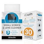 iCloth Lens and Screen Cleaner Pro-Grade Individually Wrapped Wet Wipes, Wipes for Cleaning Small Electronic Devices Like Smartphones and Tablets, Box of 30, White