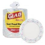 Glad Round Disposable Paper Plates for All Occasions | Soak Proof, Cut Proof, Microwaveable Heavy Duty Disposable Plates | 10" Diameter, 500 Count Bulk Paper Plates