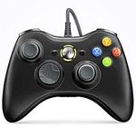 VOYEE Wired Controller Compatible with Microsoft Xbox 360 & Slim/PC Windows 10/8/7, with Upgraded Joystick, Double Shock | Enhanced (Gray)