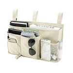 Bunk Bed Organizer, Bedside Caddy Hanging Bed Organizer Storage Bag 8 Pockets, Magazine Holder, for College Dorm Rooms Bed, Hospital Bed, Baby Bed Rails, 600D Oxford Cloth (Beige)