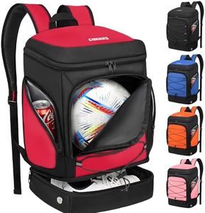 Ciihars Soccer Backpack,Soccer Bag with Ball Holder, Includes Separate Cleat Shoe and Ball Compartment Sport Equipment Bags Fit Basketball Volleyball Football (Red)