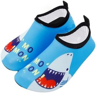 Shebsheb Water Shoes Kids Girls Boys, Toddler Quick-dry And Slipstop Socks Aqua Kids Pool Shoes for Beach Swimming Pool Water Park, Blue-Big Shark, 32/33 EU