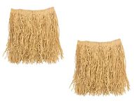 Beistle 2 Piece Adult Sized Mini Paper Grass Hula Skirts for Hawaiian Luau Tropical Theme Birthday Party Supplies Costume Accessories, One, Natural