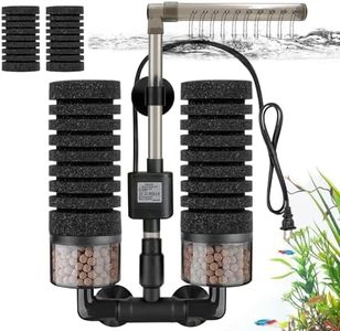 DEGGOX Upgrade Aquarium Electric Power Sponge Filter with Submersible Pump ，Ultra-Quiet Motor with Bio Ceramic Media Balls and 2 Spare Sponge (L for 20-55 Gal)