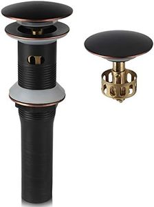 Oil Rubbed Bronze Pop Up Sink Drain, Vanity Bathroom Vessel Lavatory Faucet Detachable Basket Drain Stopper, ORB with Overflow