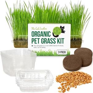 The Cat Ladies Cat Grass Growing Kit -Organic Seed, Soil and BPA Free containers (Non GMO).Locally sourced Seeds! (3 Pack)