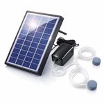 Andoer Solar Powered 6W Solar Oxygen Pump Fish Tank Oxygenator Aquarium Oxygen Aerator Air Pump Fishing Aerator with Pipe 2 Air Bubble Stones for Garden Fish Tank Outdoor Pool Pond
