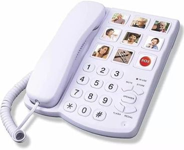 Serenib Big Button Corded Phone,LD‑858HF Hands-Free Dial Photo Memory Desktop Telephone One-Touch Dialing Landline Phones with 7 Home Number,1 SOS Number,1 Meal Order Number (Default White)