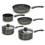 7 Piece Titanium Pro Pan Set Nonstick Ceramic Saucepan Frying Cookware Induction