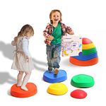 makarci Stepping Stones for Kids, 5pcs Non-Slip Plastic Balance River Stones for Promoting Children's Coordination Skills Sensory Toy Obstacle Course Outdoor or Indoor Play Equipment