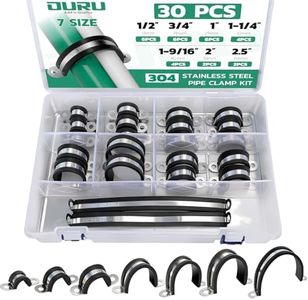 OURU 30PCS Pipe Strap Kit Fits 0.51"-2.52" OD, Rubber U Bracket,7 Sizes
