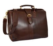 Real Leather Doctors Bag Cross Body Briefcase Organiser Case Cortex Brown