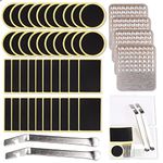 46 Pcs Bike Tire Repair Kit, Bicycle Tire Patch Kit for Bike Tube Puncture Glueless Self-Adhesive Patches with Metal Rasps Storage Box for Road Commuter and Mountain Bikes