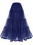 SHIMALY Women's Floor Length Wedding Petticoat Long Underskirt for Formal Dress (S-L, Navy Blue)