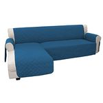 Easy-Going Sofa Slipcover L Shape Sofa Cover Sectional Couch Cover Chaise Lounge Slip Cover Reversible Sofa Cover Furniture Protector Cover for Pets Kids Dog Cat (Large,Peacock Blue/Peacock Blue)