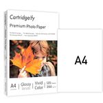 Cartridgeify Premium Glossy Inkjet Photo Paper, A4 (210 x 297 mm), 120 Sheets, 200 GSM, for All Inkjet Printers