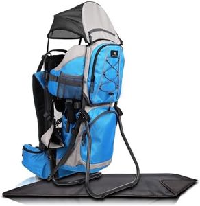 DROMADER Hiking Baby Carrier Backpack - Baby Backpack Carrier - Child Carrier Backpack System with Diaper Change Pad, Insulated Pocket, Rain Cover and Sun Shade - Blue
