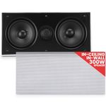 Pyle PDIWCS56 In-Wall / In-Ceiling Dual 5.25-Inch Center Channel Sound System, 2-Way, Flush Mount, White, Single Unit