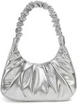 PS PETITE SIMONE Mini Purse Small Shoulder bags for Women Silver Ruched Hobo Handbags Sofii Clutch Trendy Purses for Ladys