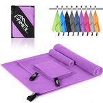 Pameil Microfiber Towels,3-Pack(80x40cm x2+160x80cm) Large Microfibre Towel,Quick-Drying Towel Gym Workout Travel Swimming Beachl Shammy Camp Outdoor Hiking Towel (light purple)