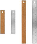 Bewudy 2 Pcs 6/12 Inch Metal Ruler Cork Backed Ruler, 15/30 cm Scale Ruler with Inch and Metric, Non-Slip Straight Edge Ruler for School Office Engineer Woodworking Drawing Measuring