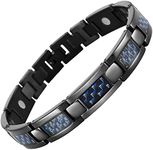 Willis Judd Mens Blue Carbon Fiber Titanium Magnetic Bracelet Adjustable