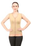 Dermapress Post Liposuction Medical Compression Garment for Women | MICROPOLY FABRIC | Breast and 360 Degree Abdomen Compression | Surgical Recovery Supporter (Beige, L)