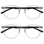 OPULIZE Met 2 Pack Blue Light Blocking Glasses Computer Gaming Clear Black Mens Womens BB60-C +0.00