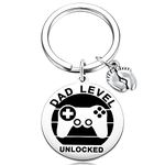 MIXJOY New Expecting Dad First Time Father's Day, New Dad Announce Pregnancy, Dad Unlocked Keychain with Baby Footprint Charm, One Baby, Medium