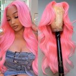 Loyom Pink Lace Front Wig Human Hair Body Wave Colored Lace Front Wigs Human Hair Pre Plucked13x4 Pink Human Hair Wig 200 Density HD Lace Frontal Wigs Human Hair 32 Inch