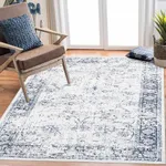 GarveeHome Large Area Rug 10x13 Washable Living Room Rugs Non Slip Vintage Rug Low Pile Throw Rug Non Shedding Soft Rug for Under Table Office Bedroom, Blue