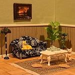 iLAND Dollhouse Furniture on 1/12 Scale of Dollhouse Living Room Sofa & Couch (Blue White Floral Couch Set)