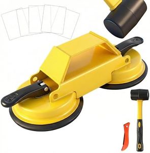 Floor Gap Fixer Tool Heavy Duty 45°Striking Surface Floor Gap Repair Tool Made of Iron & Enhanced Suction Cup with Slot Cutter, Hammer and 5pcs Sticky Pads for Fixer Laminate/Vinyl Flooring Tools