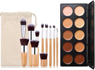 Professional Makeup Cream Contour Palette, MKNZOME 10 Colours Concearler Full Coverage & Makeup Brush Set Contour Concearler Palette Contouring Face Make Up Gift for Women Girls