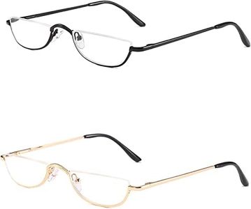 REAVEE Half Frame Reading Glasses 2.5 for Men Women Slim Half Moon Lens Readers with Leather Pouch-Pack of 2 Readers