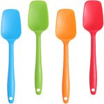 YOKOMI 4 Pcs Silicone Spoons, Heat Resistant Non-Stick Silicone Rubber Spatulas Scrapers Kitchen Utensils Tools for Cooking Baking Mixing, Multicolor