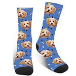 Custom Dog Photo Socks, Funny Socks, Personalised Put Your Pet Face on Paws Bones Socks