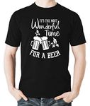 Witty Fashions It's The Most Wonderful Time for a Beer - Funny Men's T-Shirt (Black, Small)