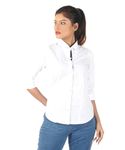 BEING IBAN Women's Full Sleeve Wrinkle Free Solid Color Shirt|Women's Solid Slim Fit Cotton Casual Shirt with Spread Collar & Full Sleeves_White