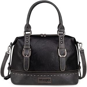 Wrangler Doctor Bag Top Handle Purse Hobo Shoulder Satchel Handbags Crossbody Bag with Crazy Horse Grain Leather for Women WG48-S5110BK