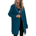 AMDOLE Womens Zip Up Hoodies Long Sleeve Fall Winter Hooded Lightweight Tunic Sweatshirt Oversize Jacket With Pockets (Blue, XXXL)